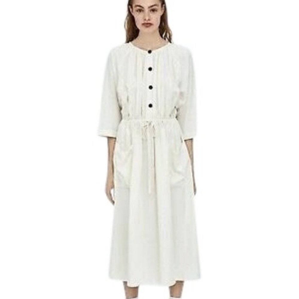 Zara trf Ecru Blousen Midi Button Dress 820